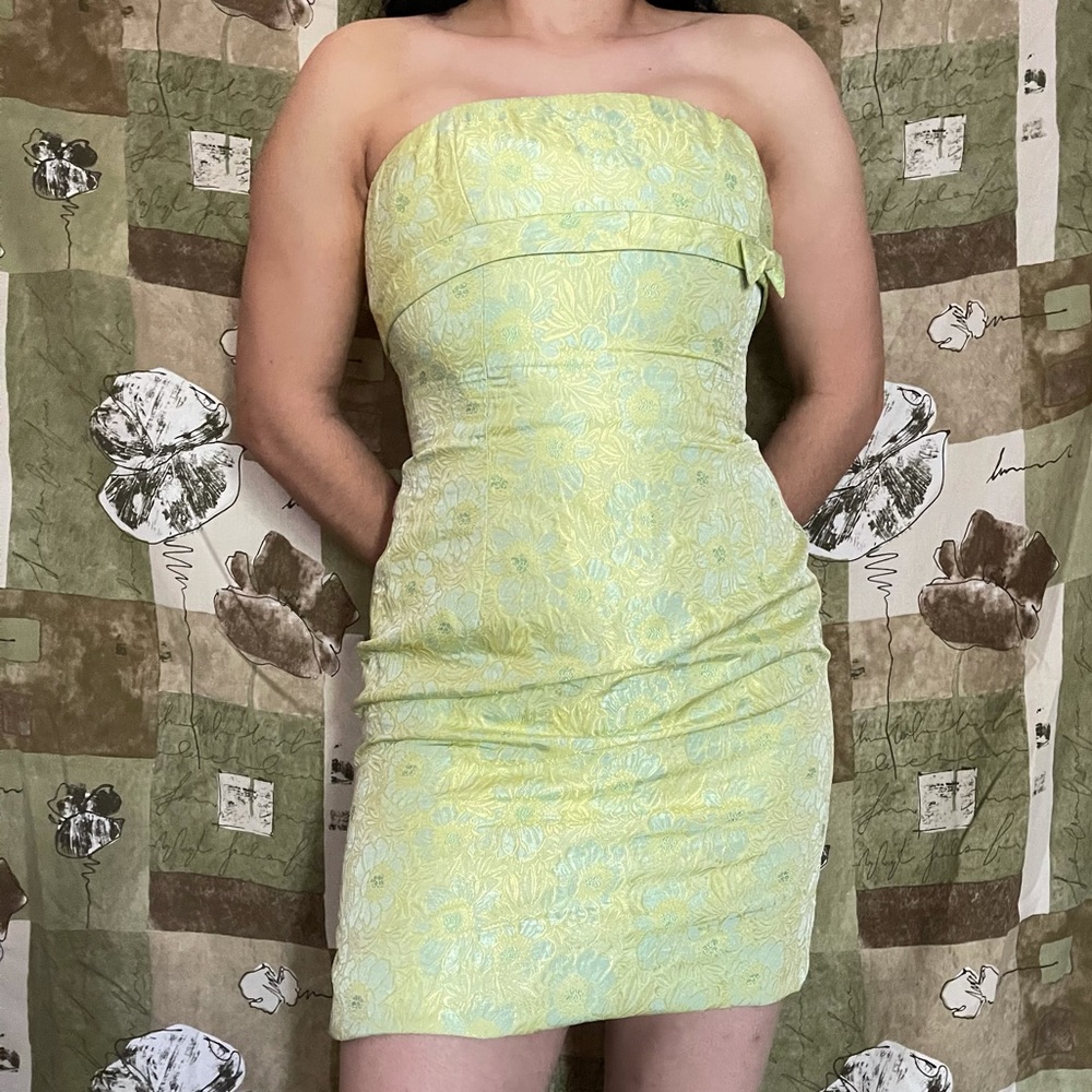 Vintage Carmen Marc Valvo Lime Green Dress